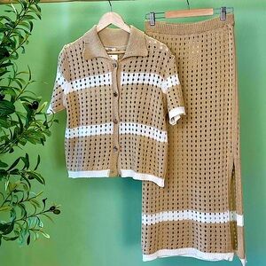 Knit Bottom down Top and Pencil Skirt Italian Set